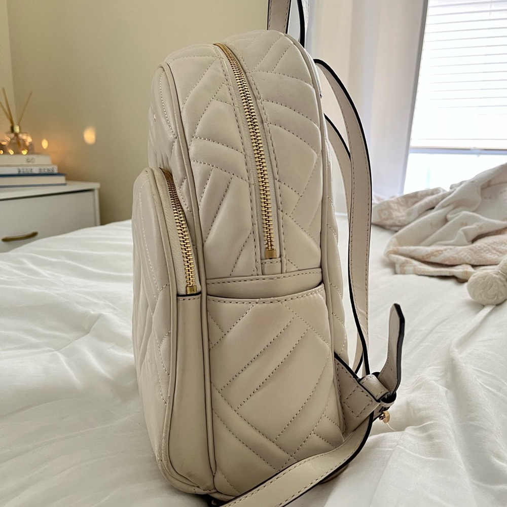 Michael Kors Abbey Medium Quilted Backpack White With… Gem
